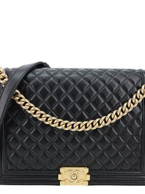 Chanel  Boy Flap Large Quilted Leather Crossbody Bag Black